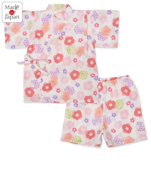 [ベビー]甚平(じんべい)スーツ さくら柄 オフホワイト