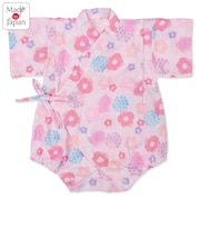 [ベビー]甚平(じんべい)ロンパス さくら柄 ピンク