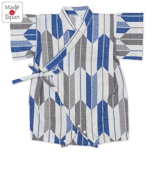 [ベビー]甚平(じんべい)ロンパス やがすり グレー