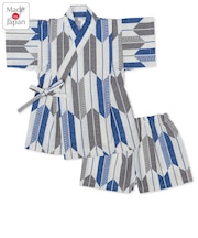 [キッズ]甚平(じんべい)スーツ やがすり グレー