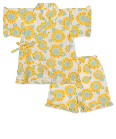 [ベビー]甚平(じんべい)スーツ ひまわり柄 イエロー