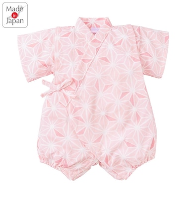 [ベビー]甚平ロンパス 麻の葉柄 ピンク