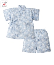 [ベビー]甚平スーツ 麻の葉柄 サックス