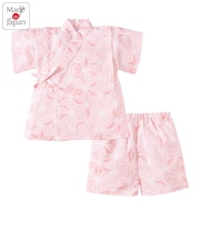 [キッズ]甚平スーツ 麻の葉柄 ピンク