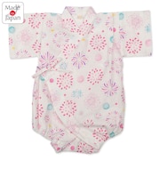 [ベビー]甚平(じんべい)ロンパス 花火柄 オフホワイト