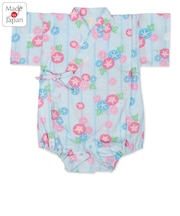 [ベビー]甚平(じんべい)ロンパス 朝顔柄 サックス