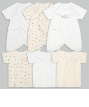 [スナップタイプ]新生児肌着6点セット　半袖・七分袖　くま