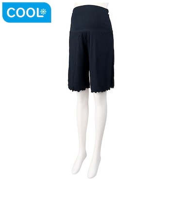 お腹をやさしく覆う　腹巻付きハーフパンツ　ネイビー