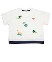 [キッズ]半袖　Tシャツ　飛び刺しゅう　オフホワイト