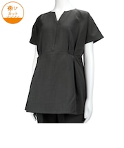 [授乳仕様]麻調合繊　トップス　チャコールグレー