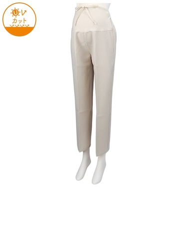 麻調合繊　ストレートパンツ　ベージュ