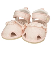 [11.5～12.5cm]レースファーストサンダル　ピンク