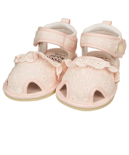 [11.5～12.5cm]レースファーストサンダル　ピンク