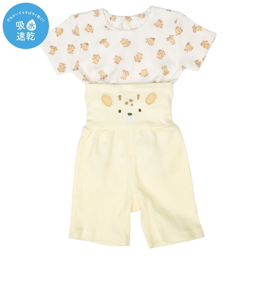 [ベビー]なりきり腹巻付パジャマ　半袖　キリン