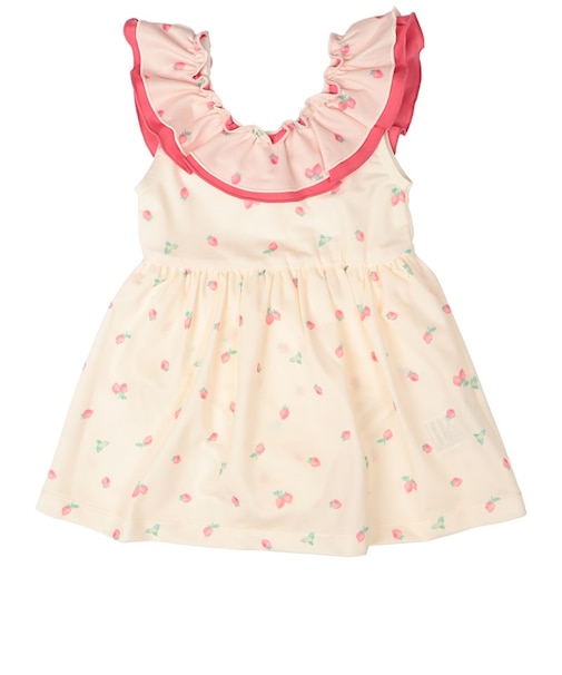 [キッズ]ワンピース水着 イチゴ柄 オフホワイト