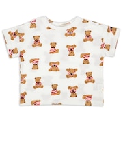 [ベビー]半袖　Tシャツ　総柄　ブラウン