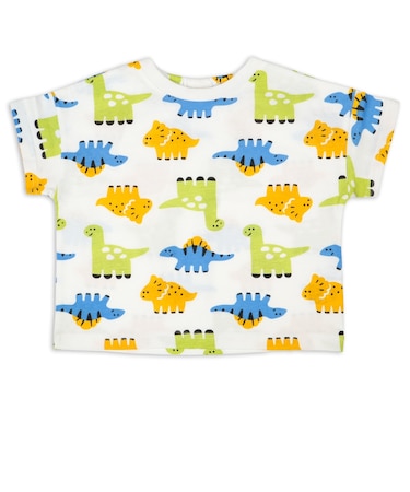 [ベビー]半袖　Tシャツ　総柄　グリーン