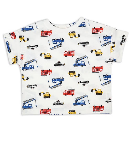 [ベビー]半袖　Tシャツ　総柄　ブルー