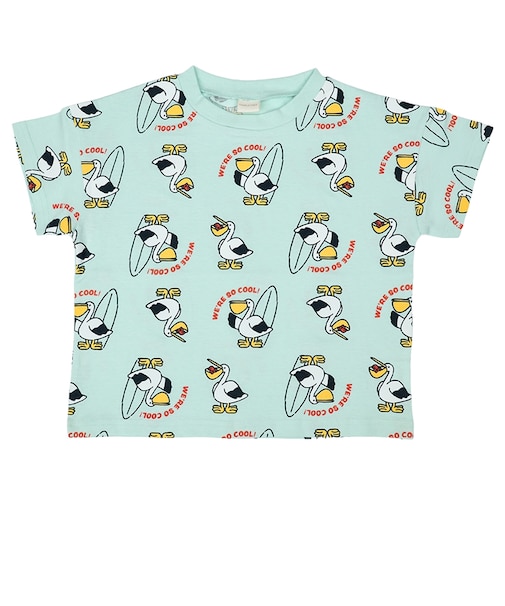 [キッズ]半袖　Tシャツ　総柄　ペパーミント