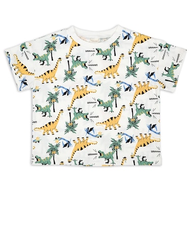 [キッズ]半袖　Tシャツ　総柄　グリーン