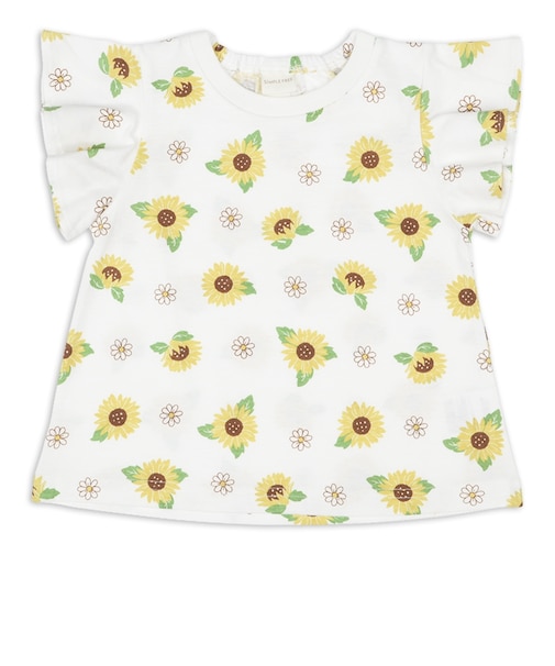 [ベビー]半袖　Tシャツ　総柄　イエロー