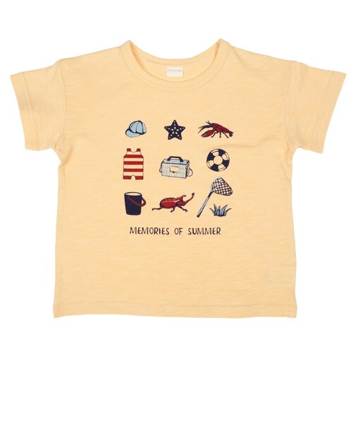 [キッズ]半袖Tシャツ　パネル　オレンジ