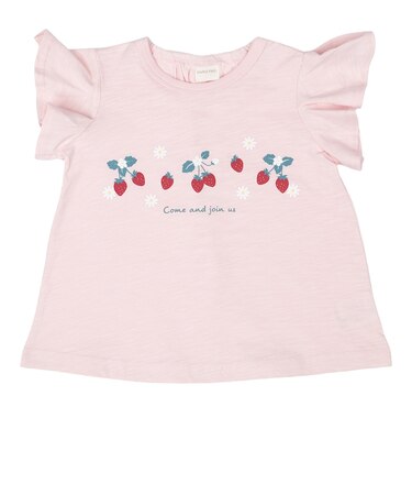 [ベビー]半袖Tシャツ　パネル　ピンク