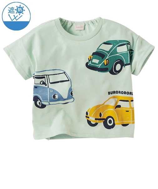[ベビー]半袖　Tシャツ　遮熱　集合パネル　グリーン