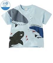 [キッズ]半袖　Tシャツ　遮熱　集合パネル　サックス