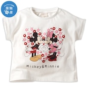 [ベビー]半袖Tシャツ　ミッキー＆ミニー　接触冷感　ホワイト