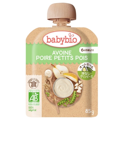 ◎babybio ベビーオートミール 洋なし・グリンピース
