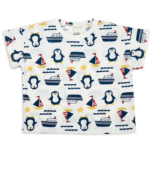 [ベビー]半袖Tシャツ　総柄　オフホワイト