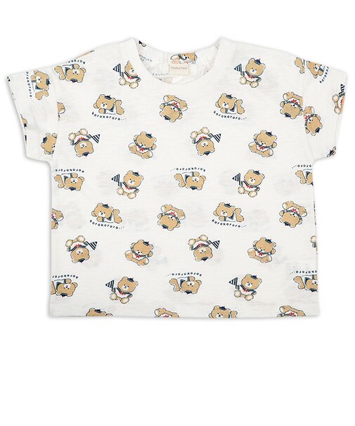 [ベビー]半袖Tシャツ　総柄　ベージュ