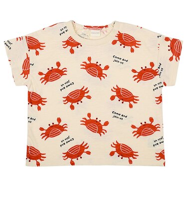 [ベビー]半袖Tシャツ　総柄　クリーム