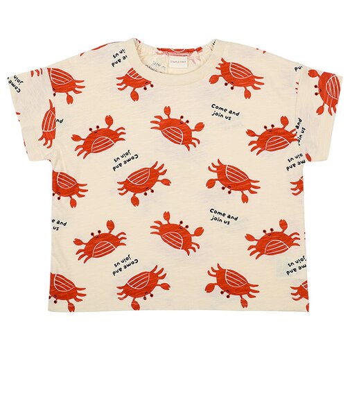 [ベビー]半袖Tシャツ　総柄　クリーム