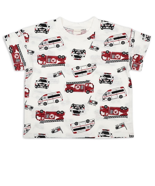 [キッズ]半袖Tシャツ　総柄　レッド