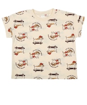 [キッズ]半袖Tシャツ　総柄　クリーム