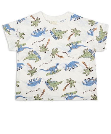 [キッズ]半袖Tシャツ　総柄　グリーン