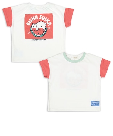 [ベビー]半袖Tシャツ　バックプリント　レッド