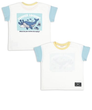 [キッズ]半袖Tシャツ　バックプリント　サックス