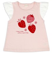 [キッズ]半袖Tシャツ　袖レース　ピンク