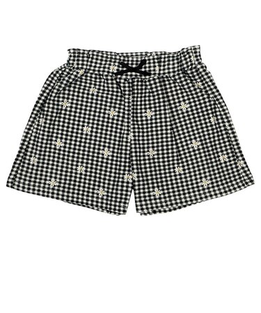 [キッズ]ショートパンツ　ニットツイル　ブラック