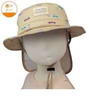 [48～54cm]じゃぶじゃぶハット　日よけ付き　総柄　ベージュ