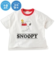 [キッズ]半袖Tシャツ　ロゴ　機能性　スヌーピー　ホワイト