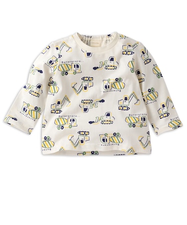 [ベビー]長袖　Tシャツ　総柄　グリーン