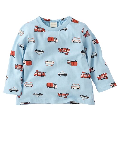 [ベビー]長袖　Tシャツ　総柄　サックス