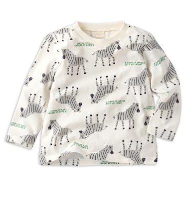 [キッズ]長袖　Tシャツ　総柄　グレー
