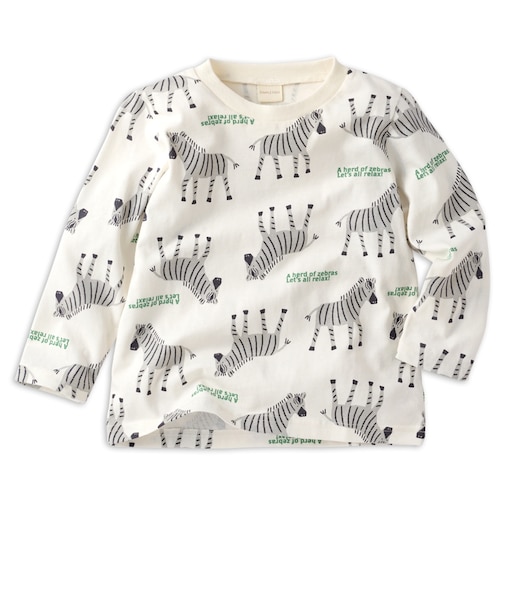 [キッズ]長袖　Tシャツ　総柄　グレー