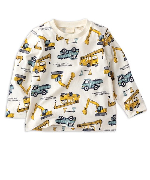 [キッズ]長袖　Tシャツ　総柄　イエロー