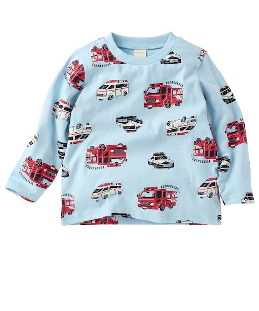 [キッズ]長袖　Tシャツ　総柄　サックス